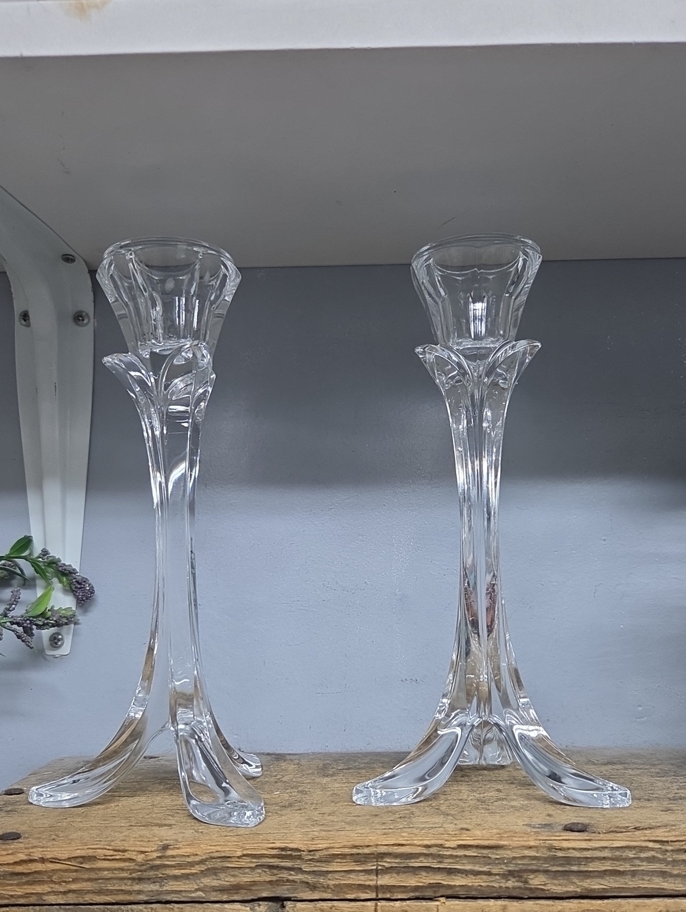Vintage Lead Crystal Taper Candle Holders - Pair